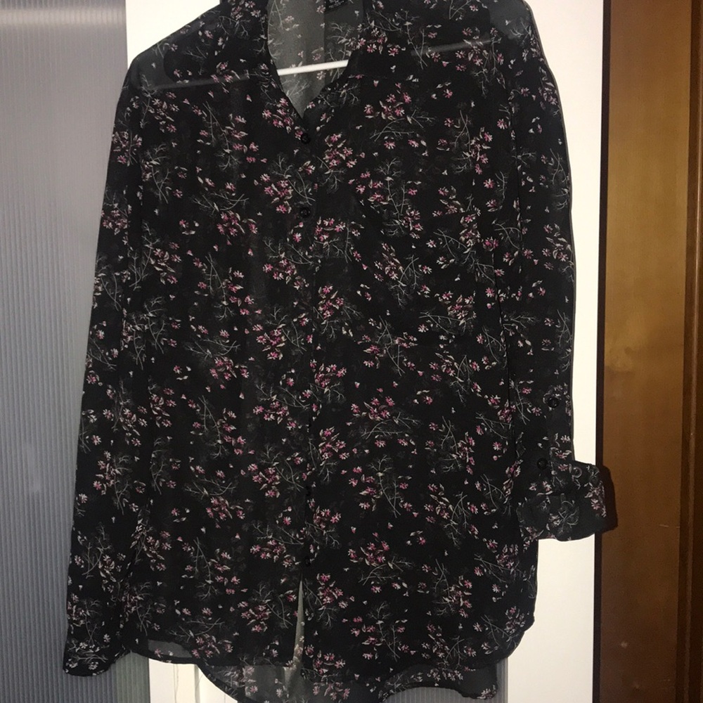 Black floral blouse